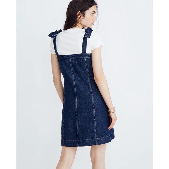 Madewell Dark Denim Tie Strap Mini Dress - Picture 2 of 12